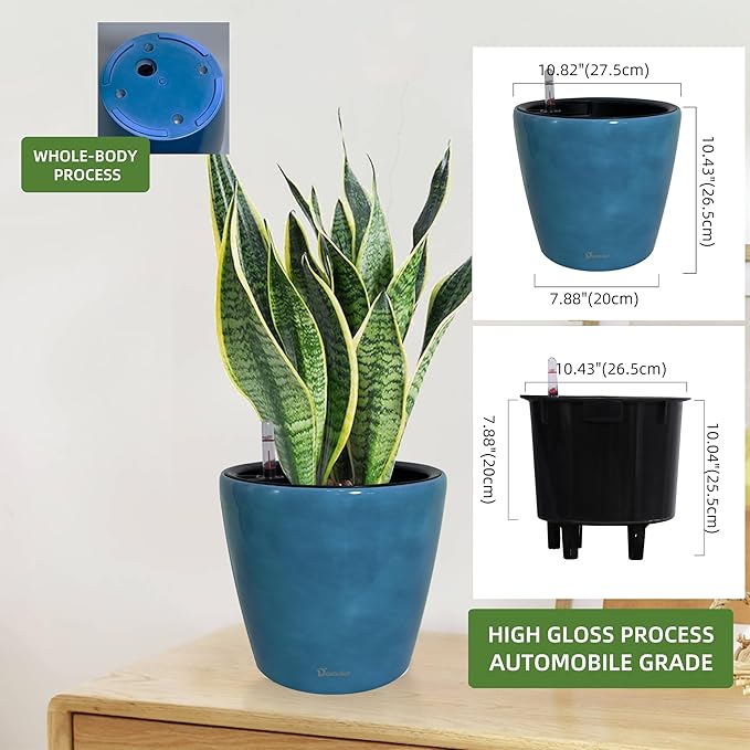 Dexceder 11x10 Inches Self Watering Planter Indoor Outdoor, Inner Pot Design - Image 3