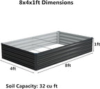8x4x1 ft Galvanized Raised Garden Bed, Outdoor Planter Box Metal Patio Kit - Image 2