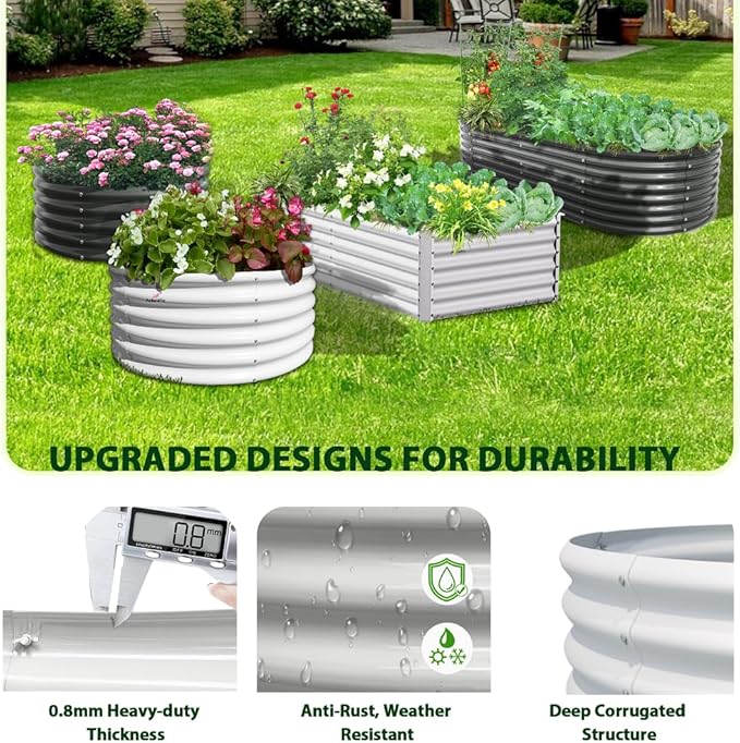 A ANLEOLIFE 2-Pack 4ft x 18” Tall Galvanized Raised Garden Beds Outdoor - Image 5
