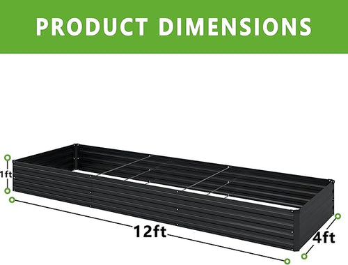 12x4x1FT Galvanized Raised Garden Bed Kit, Vegetable Boxes-Rectangle Metal - Image 2