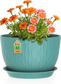 12 Inch Large Plant Pots for Indoor or Outdoor Plants, Wide Water Ripples by WSMKSZ