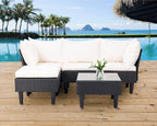 5 Pieces Patio Furniture Sets Outdoor Sectional Sofa Rattan Chair Wicker - Image 5