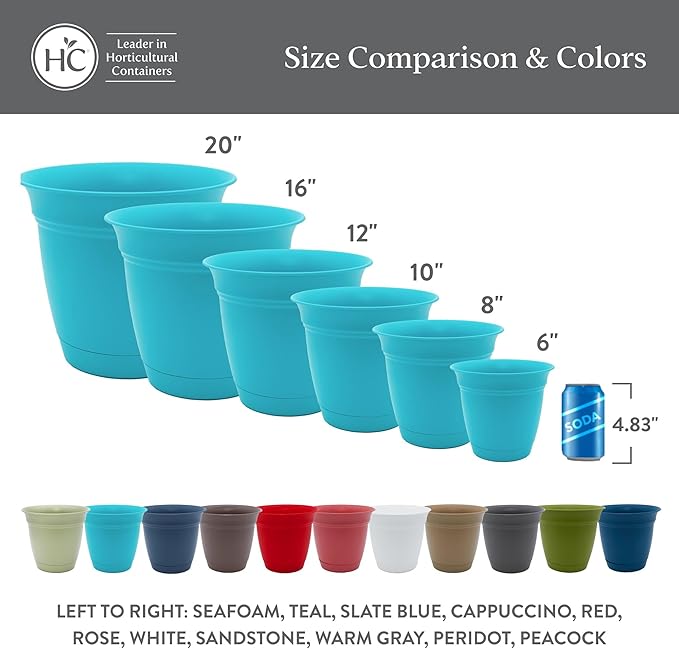 The HC Companies 12 Inch Eclipse Round Planter Pots - Image 7