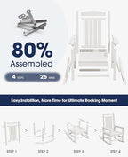KINGYES Oversized Outdoor Rocking Chair Set of 4, High Density Polyethylene - Image 8