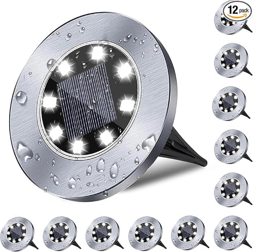 4.6 Inch Diameter Solar Ground Lights, Waterproof Solar Garden Lights, Outdoor by Rayolon