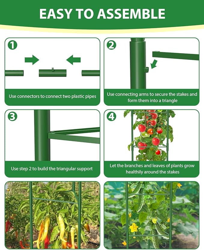 6 Pack Tomato Cages for Garden, 51in*13in Adjustable Tomatoes Plant Stakes - Image 8