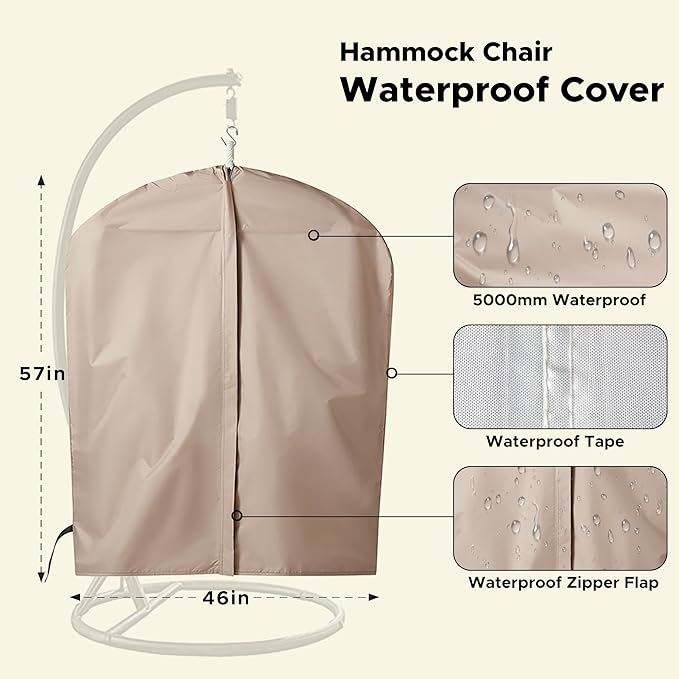 Miztli Hammock Chair with Hanging Chair Cover – 2 Cushions, Steel Spreader Bar - Image 3