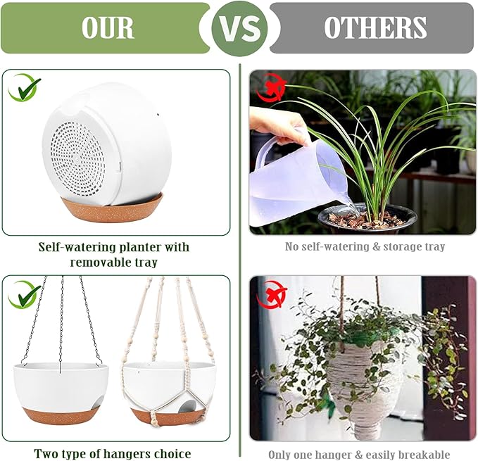 Hanging Planters for Outdoor Indoor Plants, 2 Pack 10 Inch Hanging Basket - Image 4
