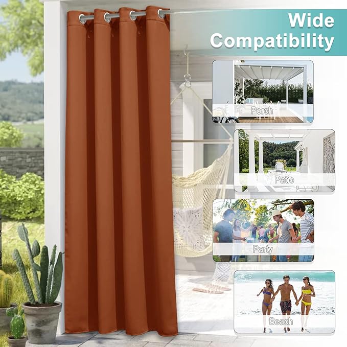 NICETOWN Outdoor Curtain for Patio Waterproof, Rustproof Grommet Thermal - Image 5