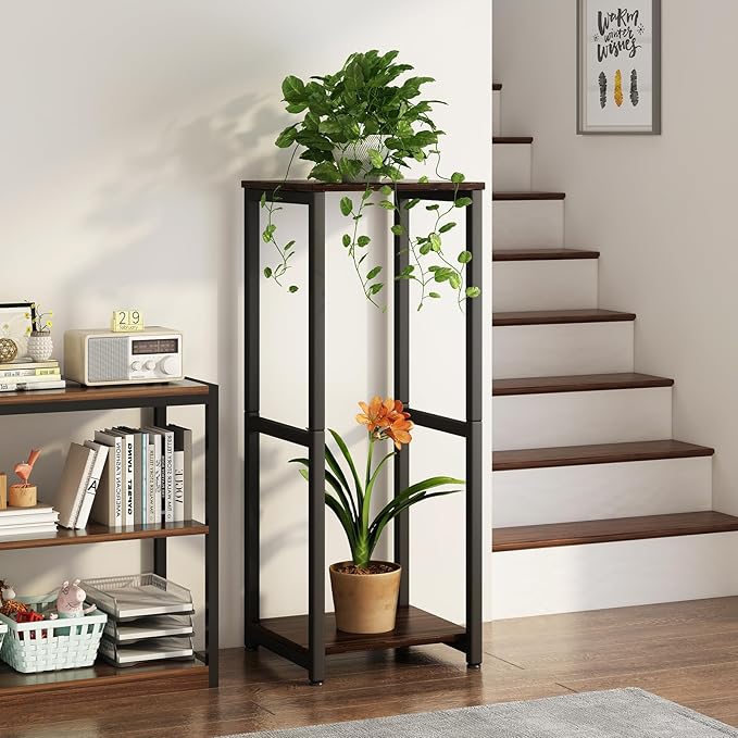Plant Stand Indoor Corner Tall 2 Tier Metal Modern Flower Storage Plant Shelf - Image 3