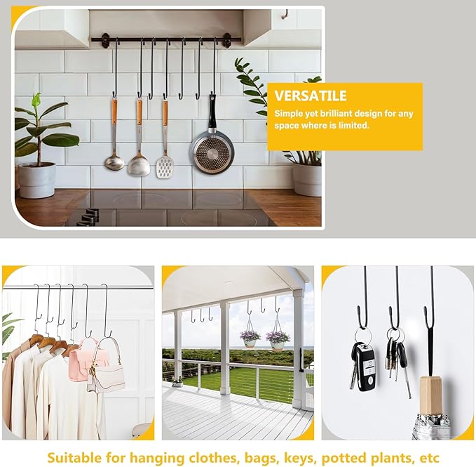 8 Pack 12 Inch Large S Hooks for Hanging Plants, Bird House and Clothes - Image 7