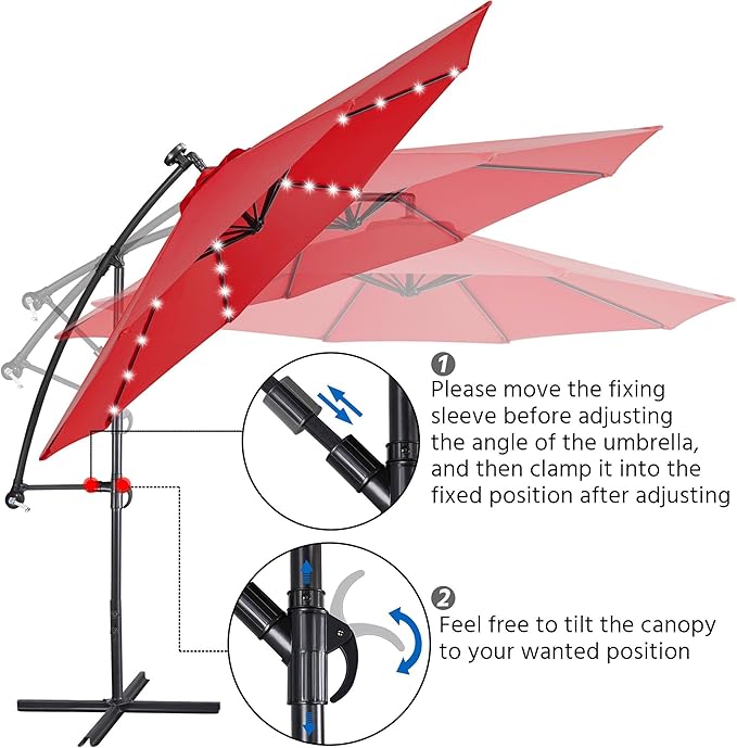 Yaheetech 10FT Solar Offset Umbrella - Image 4