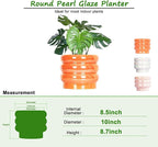 10 inch Ceramic Plant Pots for Indoor Plants, Rainbow Pearl Glaze Planter - Image 2