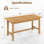 Tangkula 36” Patio Coffee Table, Solid Wood Coffee Table - Image 3
