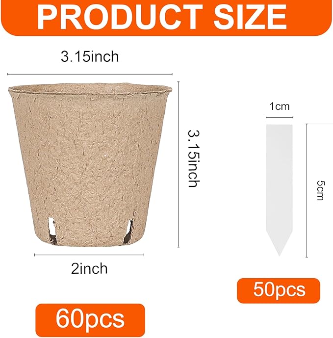 60 Packs 3.15 Inch Peat Pots, Biodegradable Pots - Image 2