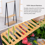 COPREE Bamboo 2-tier Hanging Plant Stand Planter Shelves Flower Pot Organizer - Image 4
