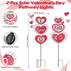 Lewondr 2 Pcs Valentine's Day Decorations Outdoor, Metal Solar Pathway Lights - Image 5