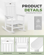 Oversized Rocking Chairs Outdoor Set of 4, High Back Porch Rocking Chair - Image 6