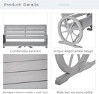 Outsunny 41" Wooden Wagon Wheel Bench, Rustic Outdoor Patio Weather Resistance - Image 5