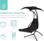 Best Choice Products Outdoor Hanging Curved Steel Chaise Lounge Chair Swing - Image 6