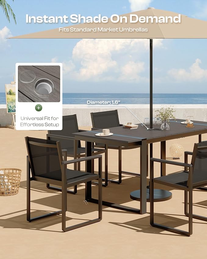 Outdoor Table and Chairs of 4, Patio Dining Sets, HDPS + Aluminum Outdoor - Image 2