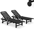 SERWALL Outdoor Chaise Lounge Set of 2, All-Weather HDPE Pool Lounge Chairs - Image 10