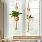 2Pcs Macrame Plant Hangers Indoor & Outdoor, Boho Hanging Planters - Image 8