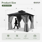 Aoxun 10'x10' Hardtop Gazebo, Outdoor Polycarbonate Double Top Canopy, Aluminum - Image 4