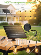 luckystyle 100FT Solar String Lights Outdoor Waterproof 2200K - Image 5