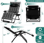 UDPATIO Oversized Zero Gravity Chair Set of 2, 33In XXL Patio Reclining Chair - Image 3