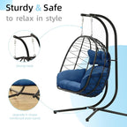 Double Egg Chair with Stand Hammock Swing Chair Foldable Hanging Loveseat - Image 4