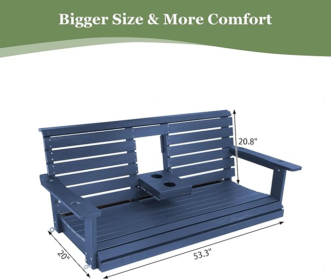 Poly Lumber 3-Seat Porch Swing, HIPS 5-Feet Bench Swing - Image 5