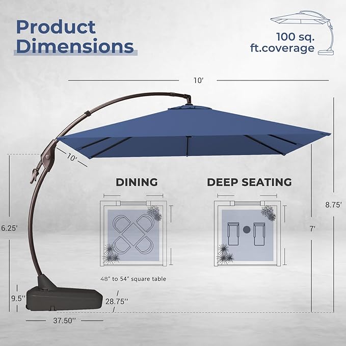 Grand patio 10x10 FT Patio Cantilever Umbrella - Image 3