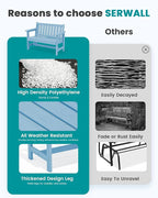 SERWALL Outdoor Bench, HDPE Outdoor Benches Weatherproof, 2-Person Garden Bench - Image 9