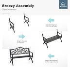 MFSTUDIO 50 Inches Outdoor Garden Bench, Cast Iron Metal Frame Patio Park Bench - Image 9