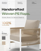Aluminum Outdoor Sofa Armchair, HDPE Rope Patio Couch - Image 4