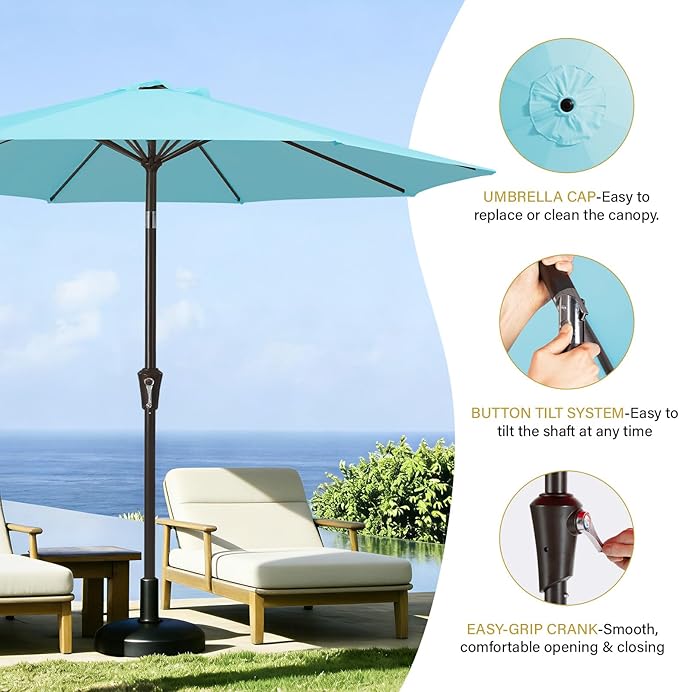 MEWAY 9ft Patio Umbrella Outdoor Table Umbrellas - Image 6