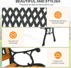 VINGLI Outdoor Bench Metal Garden Bench, Wood Patio Benches w/PVC Backrest Cast - Image 5