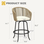 DWVO Outdoor Counter Height Bar Stools Set of 2, Patio Swivel Bar Chairs - Image 2