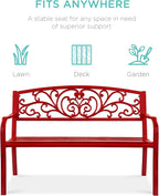 Best Choice Products Outdoor Bench Steel Garden Patio Porch Furniture - Image 3