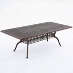 87" Cast Aluminum Outdoor Dining Table – Rectangular Red Copper Patio Table by Attliahome