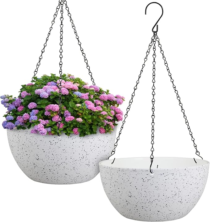 12 inch Large Hanging Planters for Indoor Outdoor Plants, 2 Pack Hanging Flower by Meowell