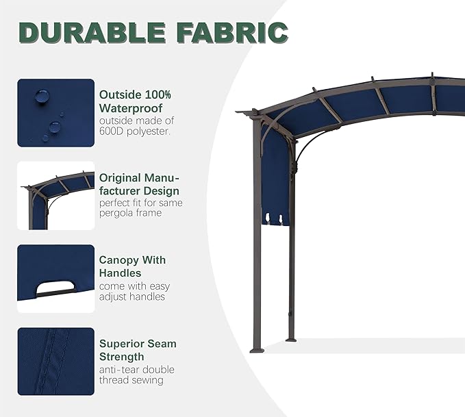 85''x 208'' Universal Doubleton Steel Pergola Replacement Cover - Image 3