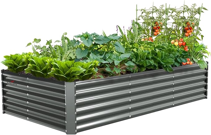 A ANLEOLIFE 8X4X1.5ft Galvanized Raised Garden Bed Kit, Rectangular Large Metal by AAnleolife