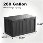 DRATO 280 Gallon Deck Box, Outdoor Large Waterproof Resin Storage Box - Image 2