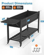 YEFU Raised Garden Bed with Legs: 57x18x30in Elevated Poly Planter with Wheels - Image 7