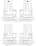 Oversized Rocking Chairs Outdoor Set of 4, High Back Porch Rocking Chair by Suunyn