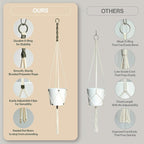 Macrame Plant Hanger Polyester Rope 42 Inch Outdoor Indoor Adjustable Hanging - Image 6