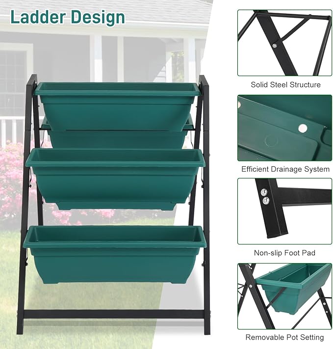 Outvita Green Raised Garden Planter Bed, Tiered Planter Stand - Image 5