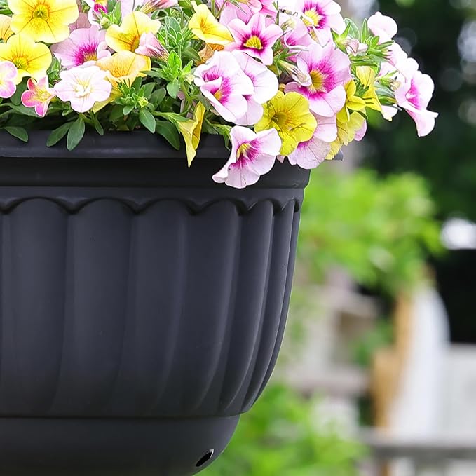 YIKUSH Planters for Outdoor Plants 2 Pack Black Plant Pots - Image 6